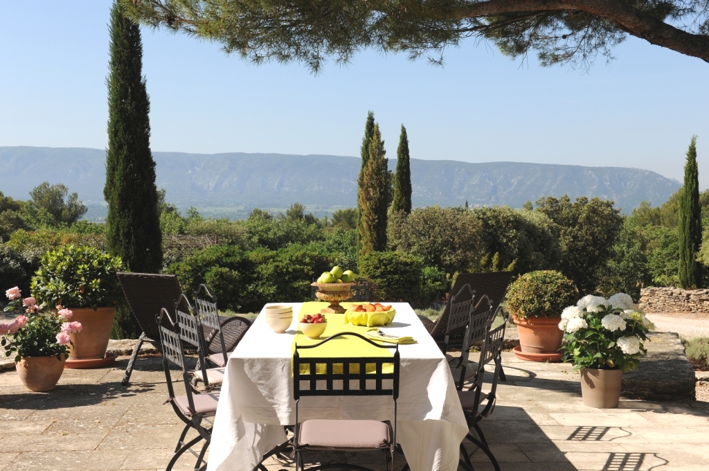 Our favorite restaurant in Provence:  The terrace at Les Murets!
