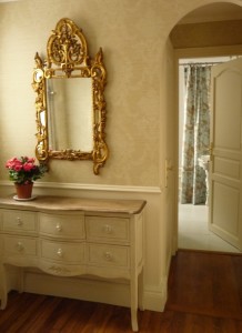 Front hall looking in to bathroom the mirror in our favorite Paris apartment