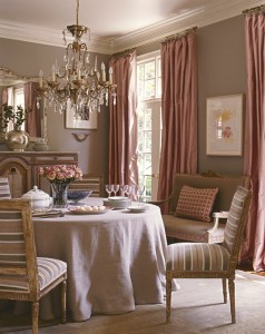 Suzanne Kasler's dining room does pink gently.