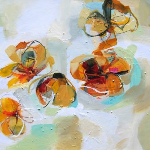 Liz Barber, Promise of Spring, (24 x 24, mixed media on canvas.) 
