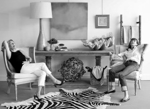 The real pair of Huffingtons, at work (but see how beautifully paired that painting is over the crusty console?!).