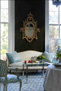 Like this great combo of contemporary rug with traditional mirror, from Asmara Inc rug on Pinterest