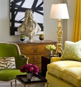 Or the fabulous bold painting above the Louis XVI dresser in this Pinterest image from Beautiful Habitat.