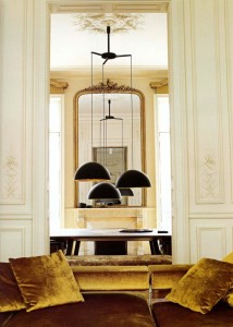 We love how Lisa Sherry Interiors pairs casual contemporary lighting with a pretty, formal couch.