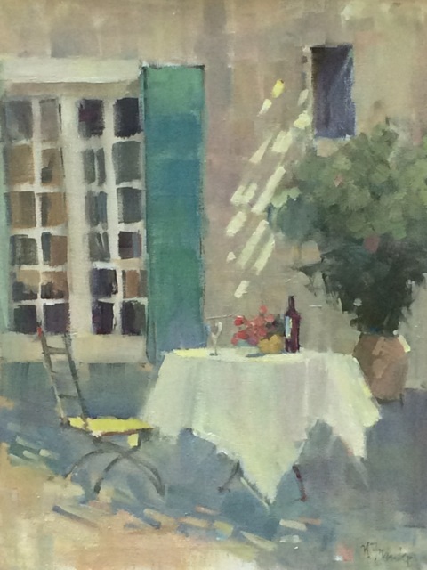 The effervescent and extremely talented Nancy Franke paints her magic in Provence - along with groups of lucky students.  (Wine Time, 26 x 20, oil on canvas.)