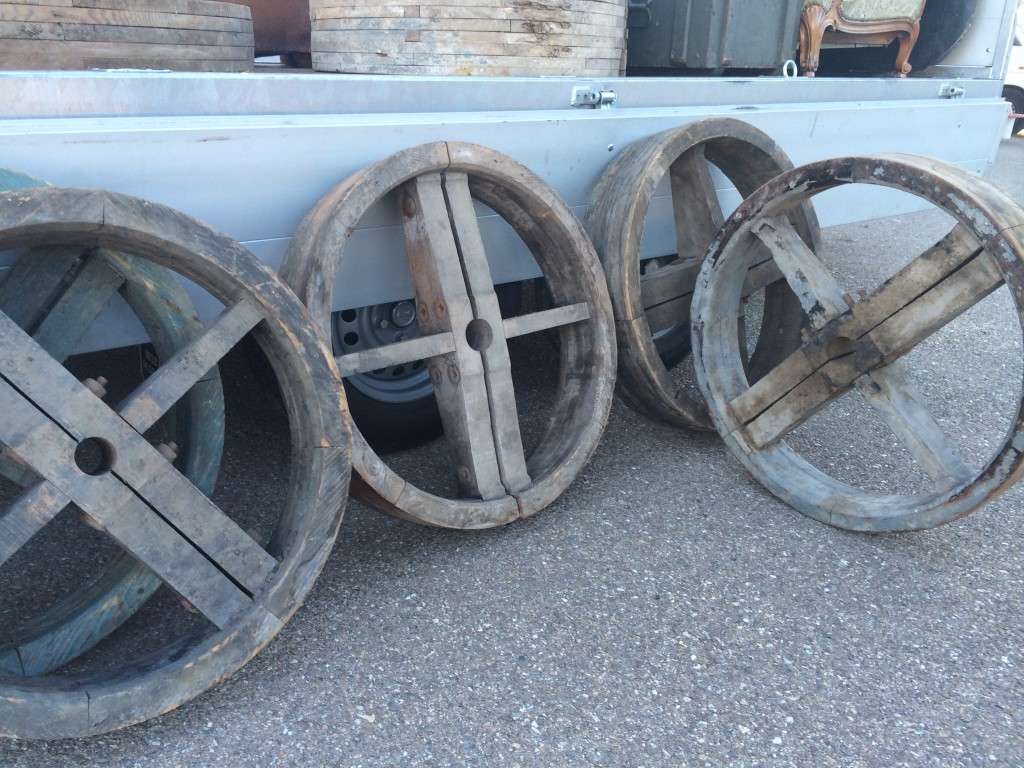 Sometimes you have to look for a diamond in the rough. We're not sure what we'll do with these vintage wagon wheels, but we think they're wonderful. I may need a couple to hang on my porch...