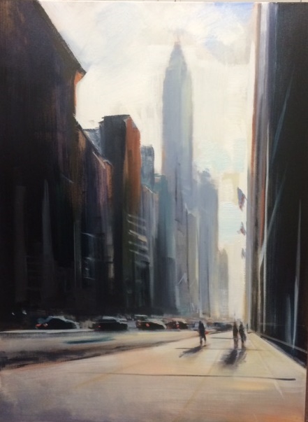 Craig's roots are in the busy streets of Manhattan. Avenue, 40 x 30, oil on canvas.