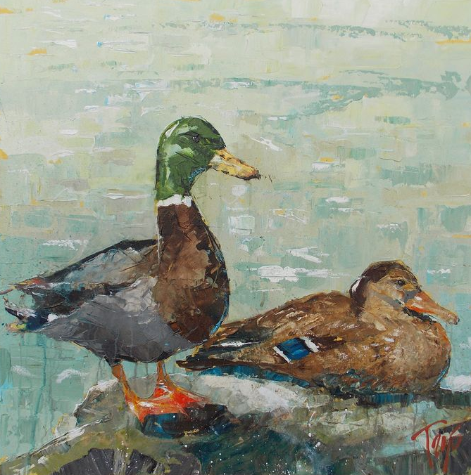 Trip's got great titles, too. This one is Sit By Your Man, 30 x 30, acrylic on canvas.