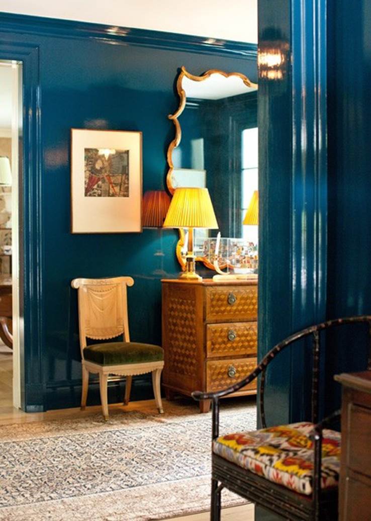 Peacock blue - everywhere. From Little Green Notebook and Veranda.