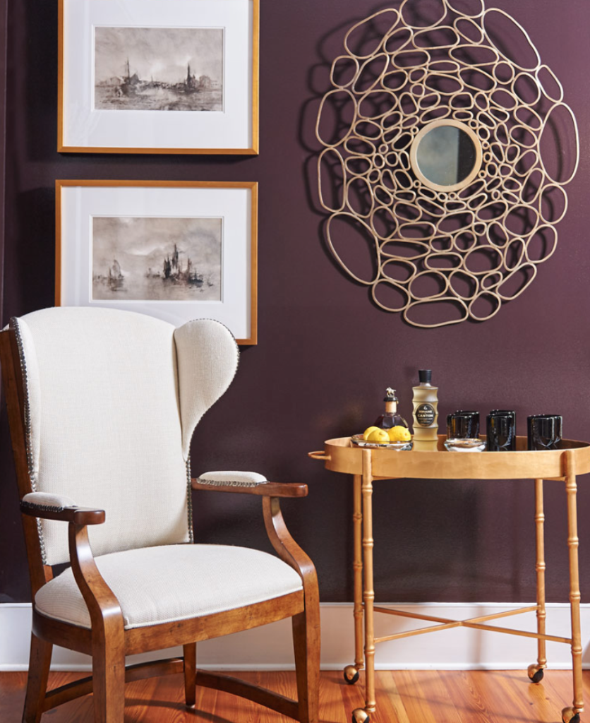 One of our favorite designers (and friends) is Barbara Heath. We were thrilled to help out with the gorgeous little French paintings in this shot.