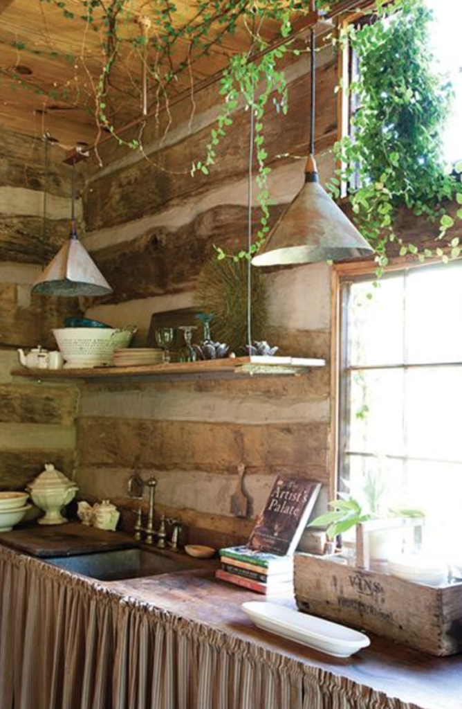 This cabin kitchen is so simple but uber-charming.