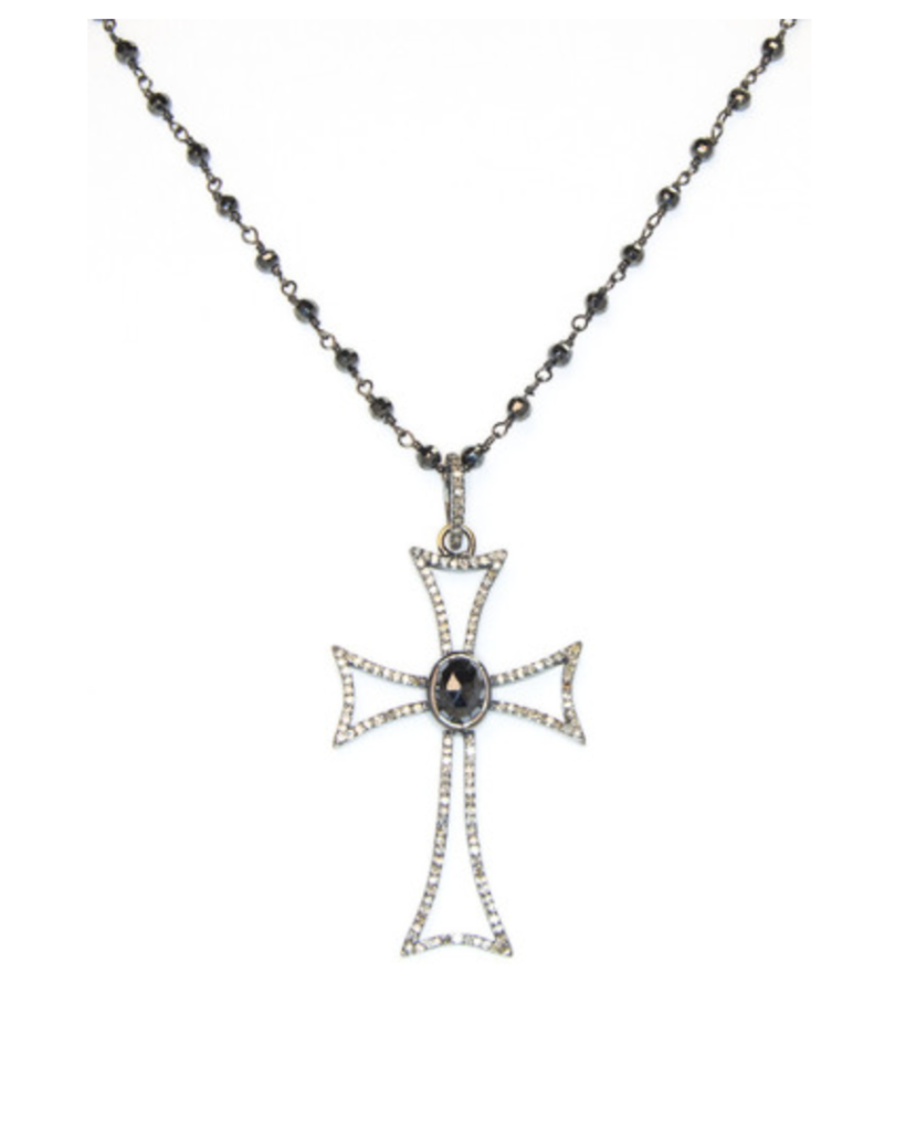 Simple and stylish. A large pave diamond cross pendant.