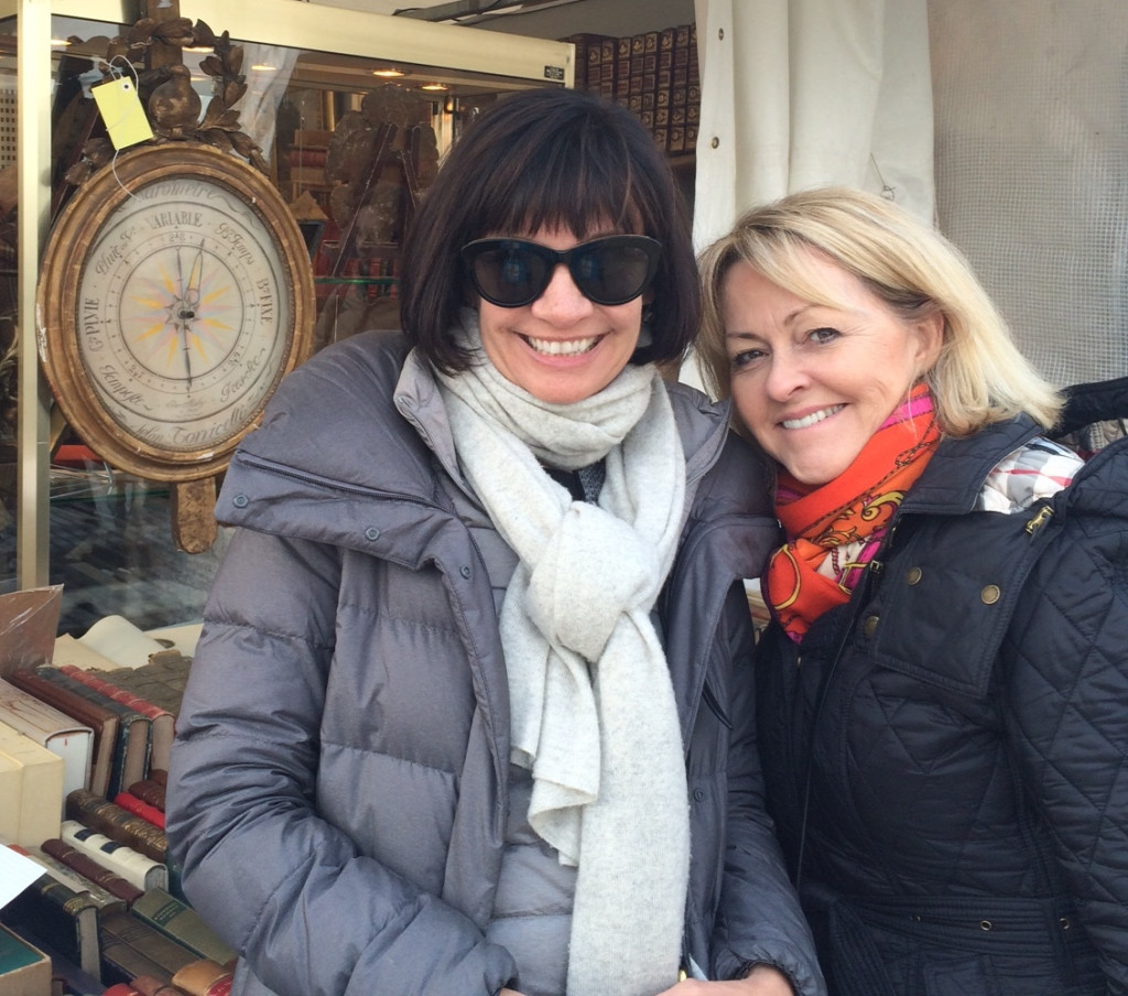 Meg and Lisa hunting down the treasures in Paris.