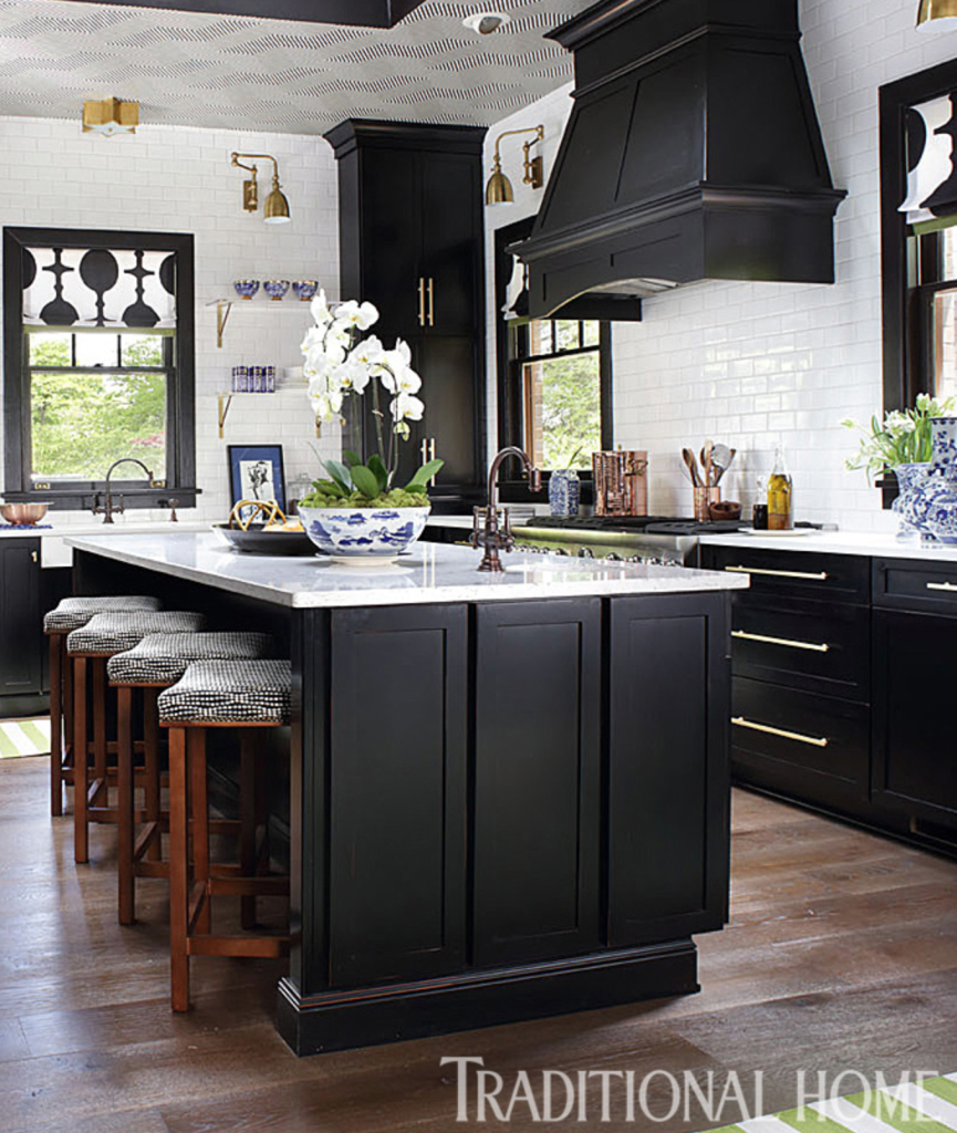 Lisa's crisp kitchen, featured in Traditional Home.