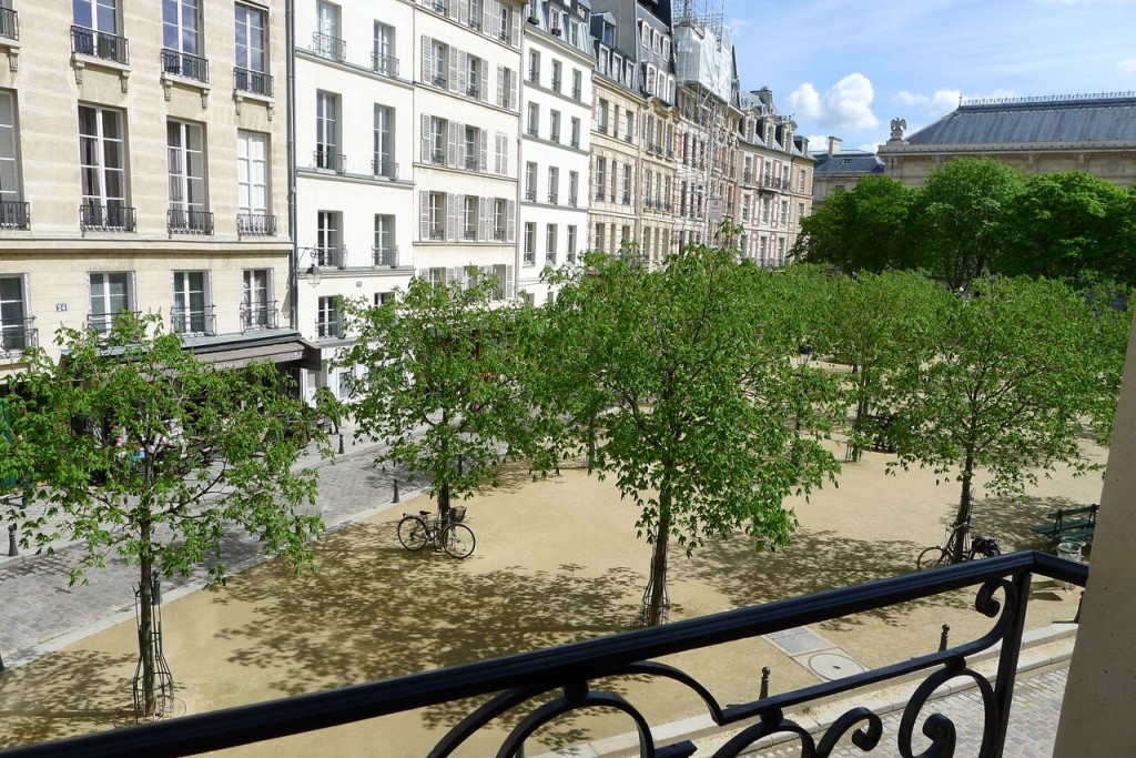 The view from the window of our next project, Place Dauphine in Paris