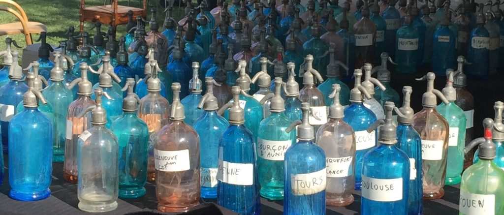 Antique syphons with blue glass
