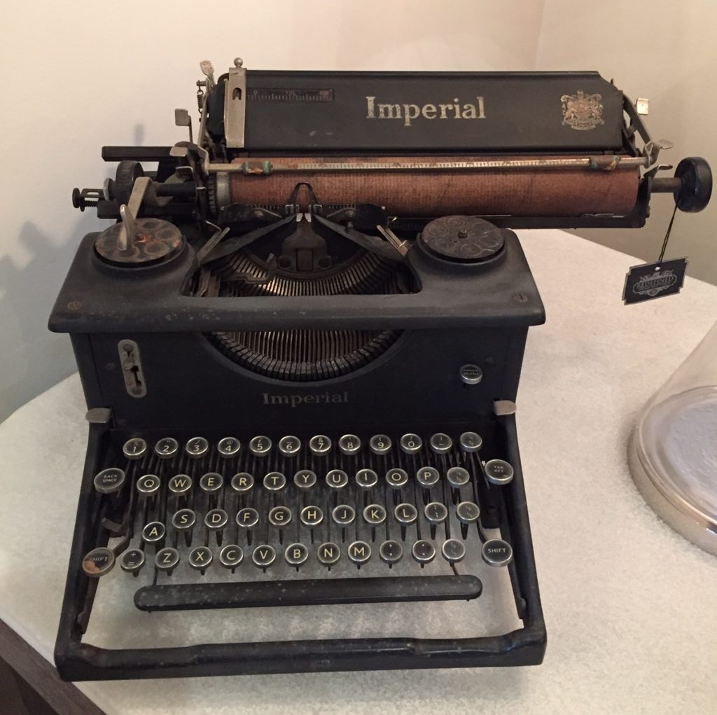 Nola's prized possession is vintage typewriter she bought from her friend David, at Redefined Home in Atlanta.