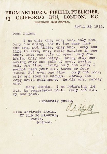 One of Nola's favorite rejection letters that inspires her to keep writing from Burt Cottage.