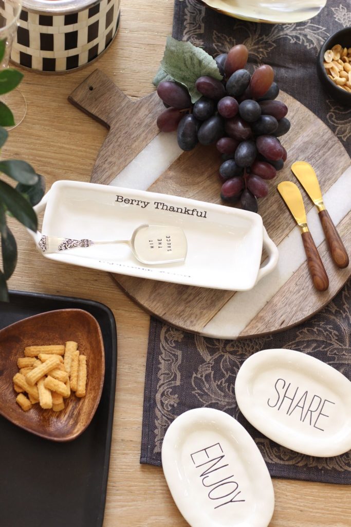 Fun dishes, cute spreaders and no fuss serving pieces.