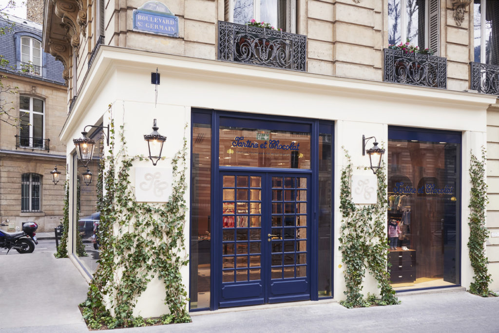 We found Alva gazing at the window of this iconic baby store on the Boulevard St. Germain