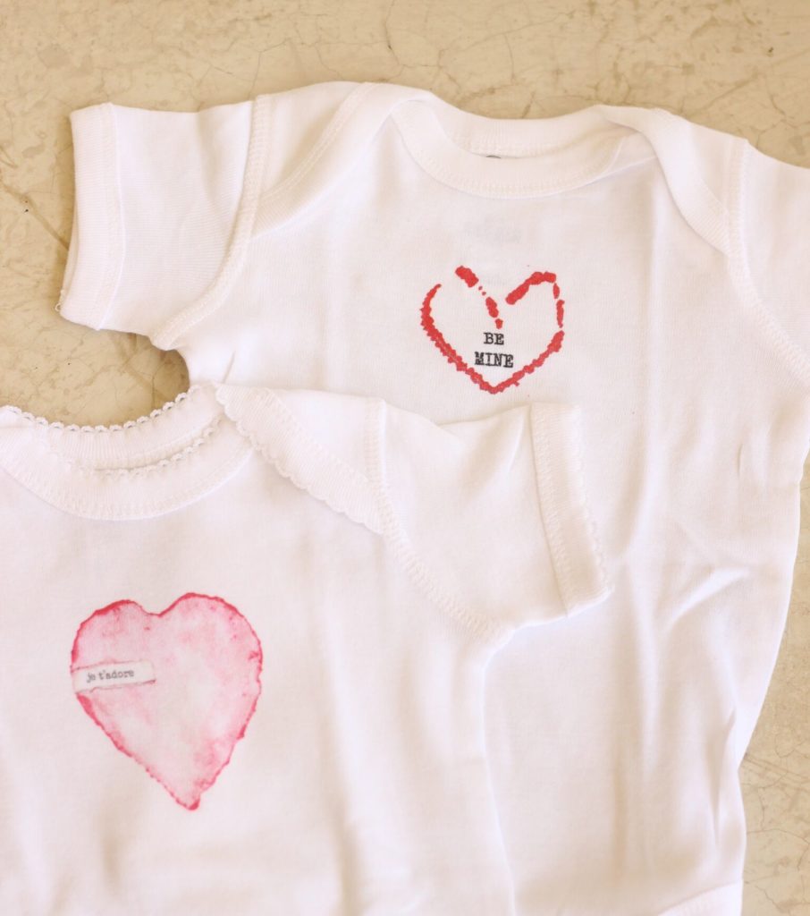 A baby in a heart emblazoned onesie is as sweet as it gets! ($22 each)