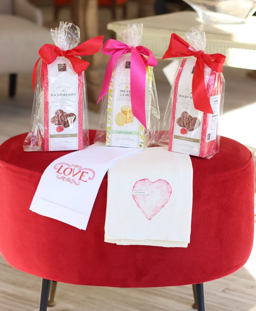 Salem Baking Co. Lemon Cookies and Raspberry hearts add that sweet je ne sais quoi only a baked good can... (Cookie boxes $7, Tea Towels $15-25) The fabulous French bench? It's fresh off our new container! ($950 each, pair available)